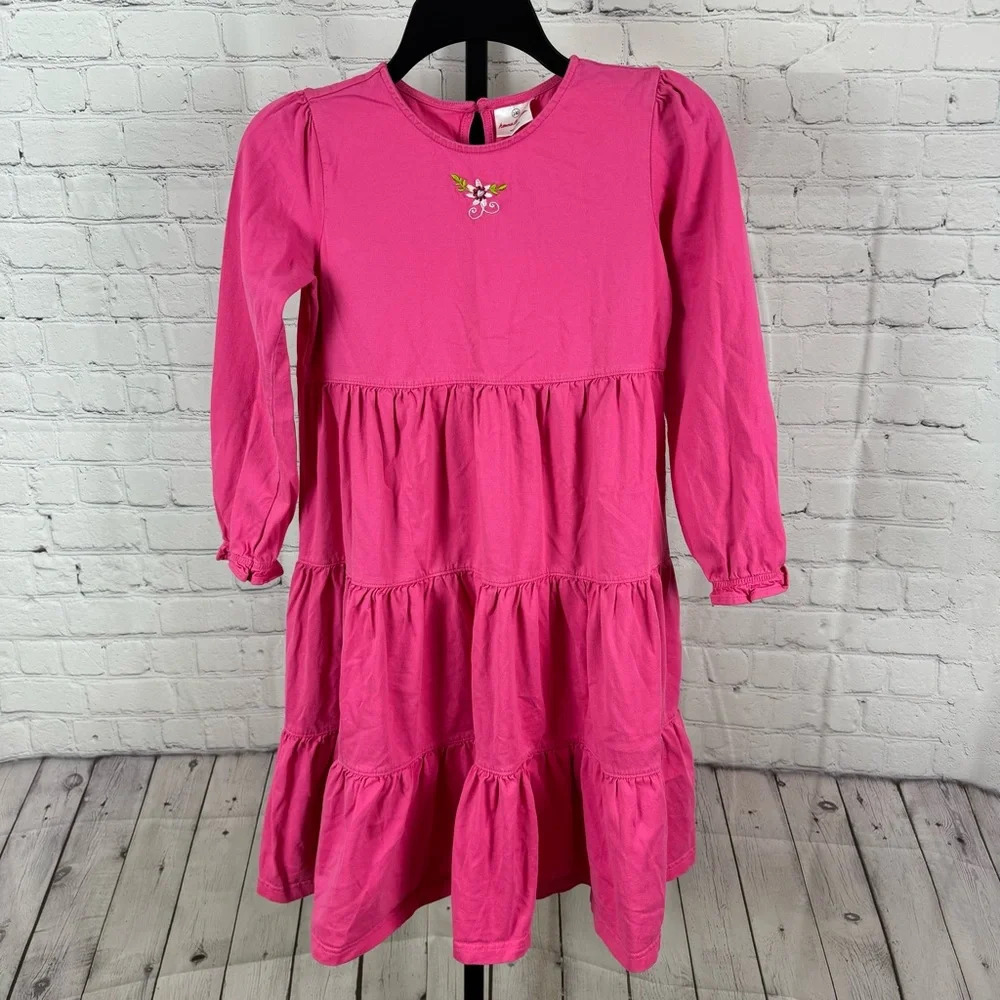 Hanna Andersson Pink Tiered Flower Dress Size 140 US 9-11
